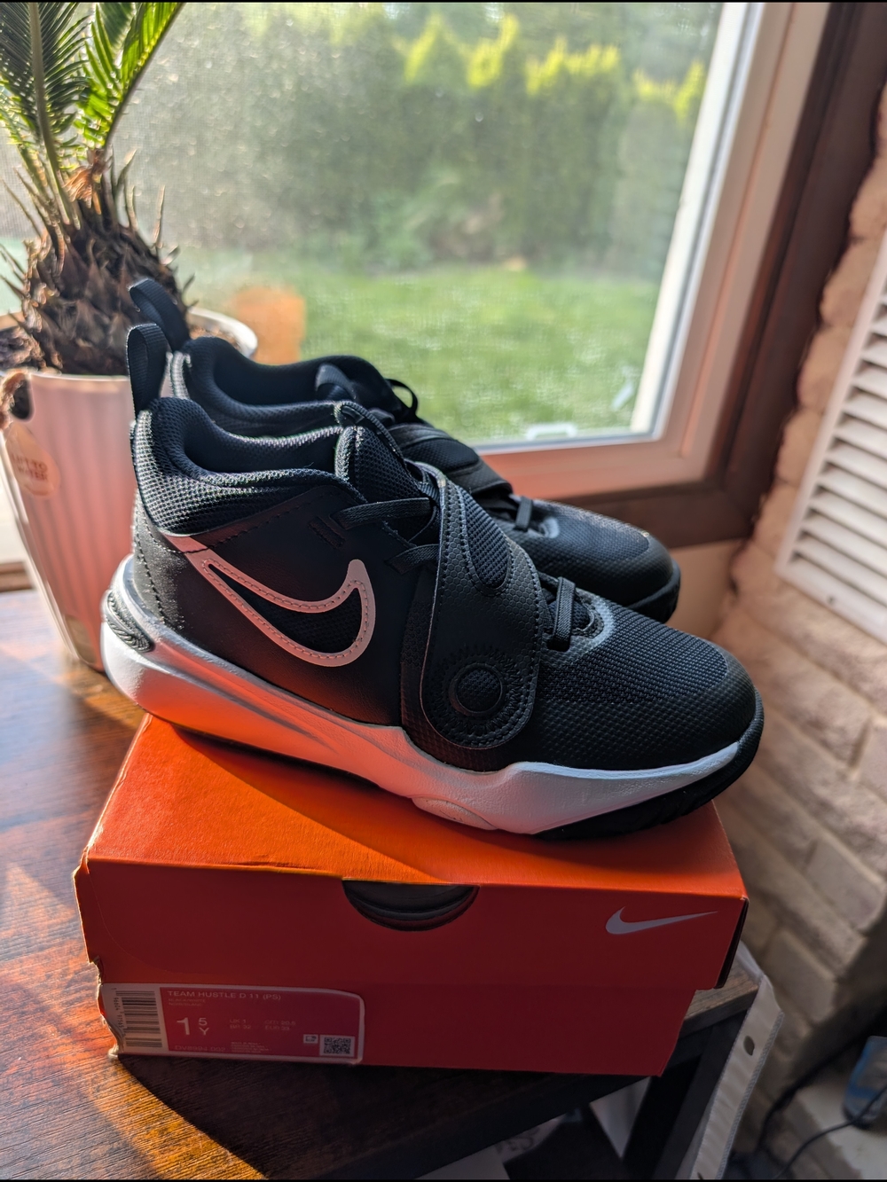 Nike Kids Black and White Velcro Athletic Sneakers